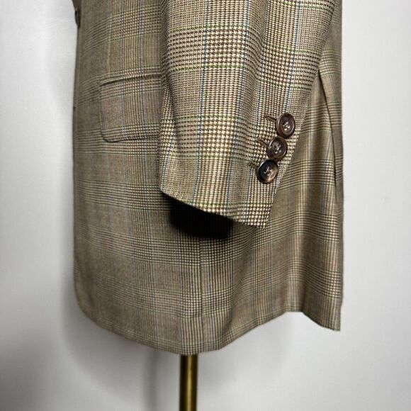 Vtg Isia Blazer Sport Coat 40S (50 it) Mens Brown Check Wool - Picture 4 of 12